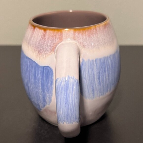 MY CAFE Handcrafted Barrel-Shaped Jumbo Drip Glaze Mug in Blue, Gray & White - Picture 13 of 16